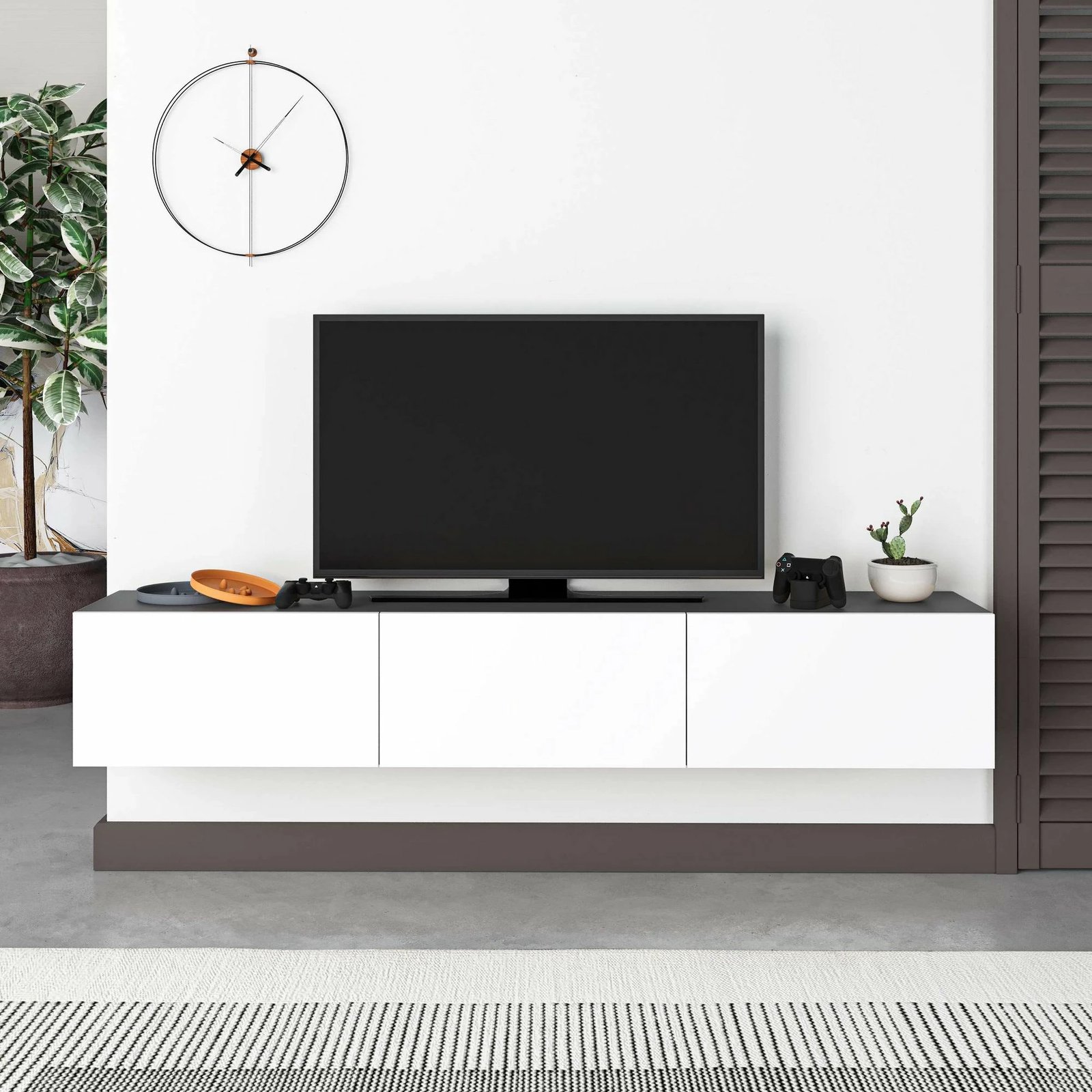 Mbajtës TV Francy, ngjyrë antracit dhe e bardhë, 180cm, Skye Decor