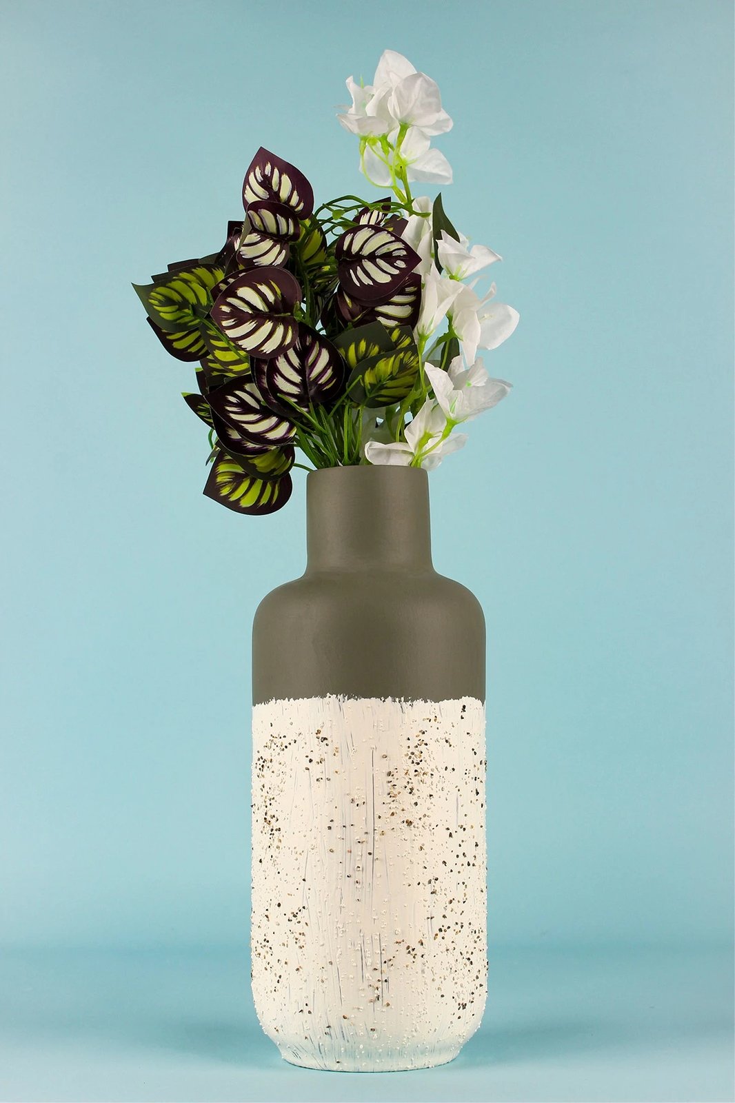 Vazo dekorative, e bardhë, dorë-pikturuar, Evila Originals, BK004, 12x32cm