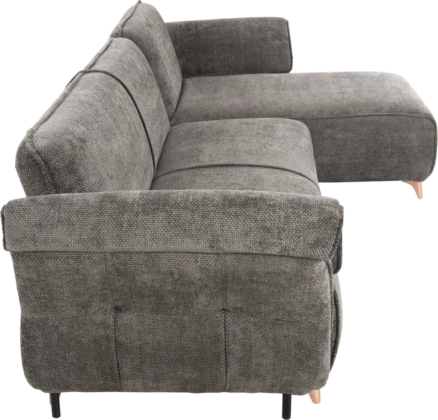 Divan qoshe i kthyeshëm MAILO, FH6071.02, pëlhurë gri e errët, këmbë metalike, 300x150x80H cm