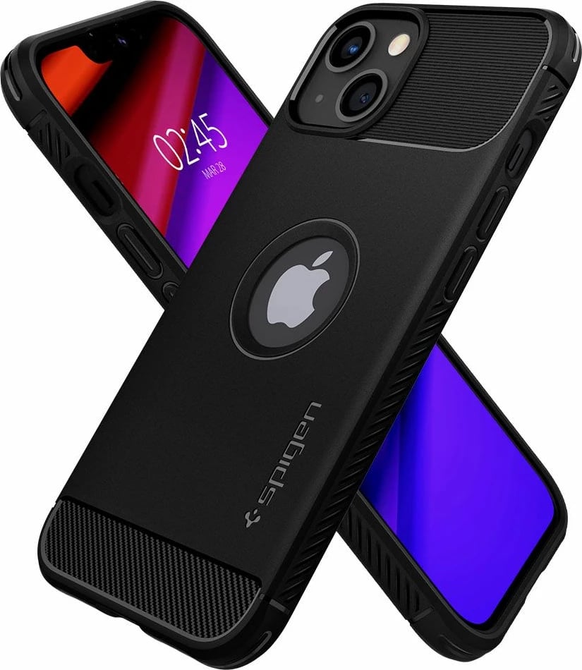 Mbështjellës Spigen Rugged Armor për iPhone 13, Matte Black