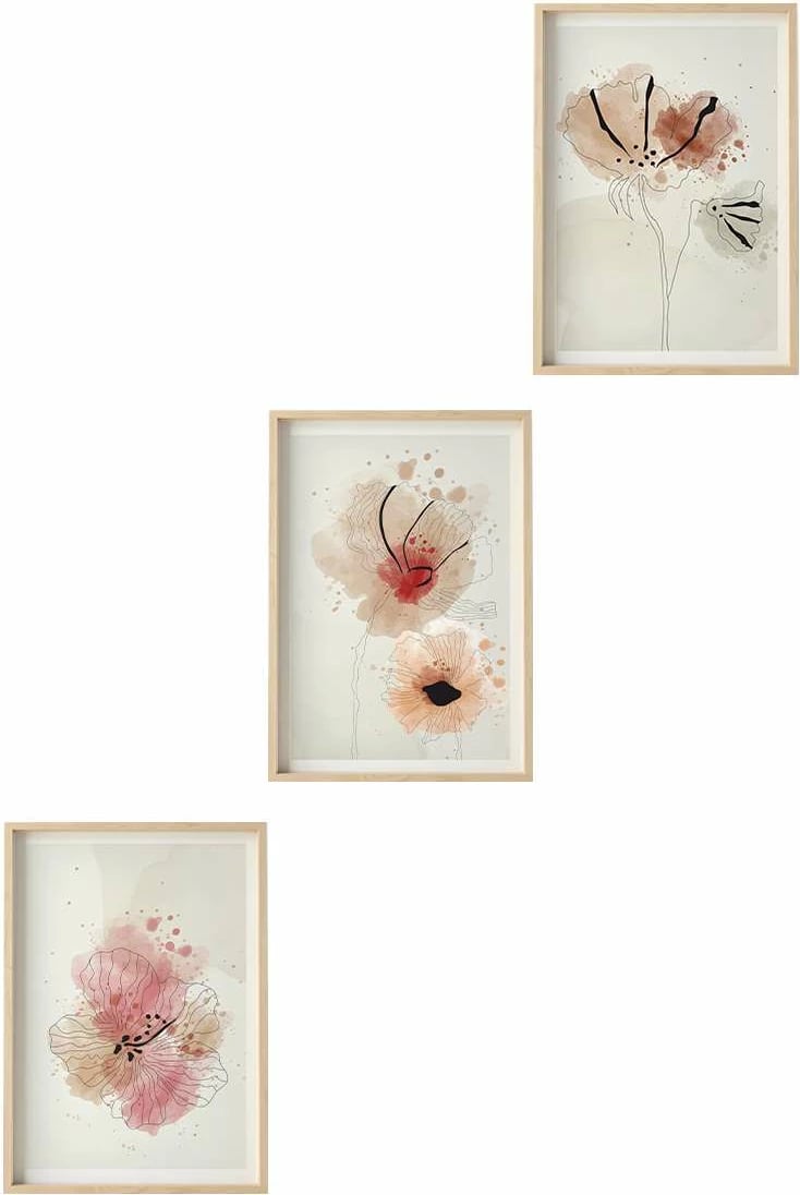 Pikturë dekorative MDF me kornizë (3 copë), Wallity, Huhu205, 30x40