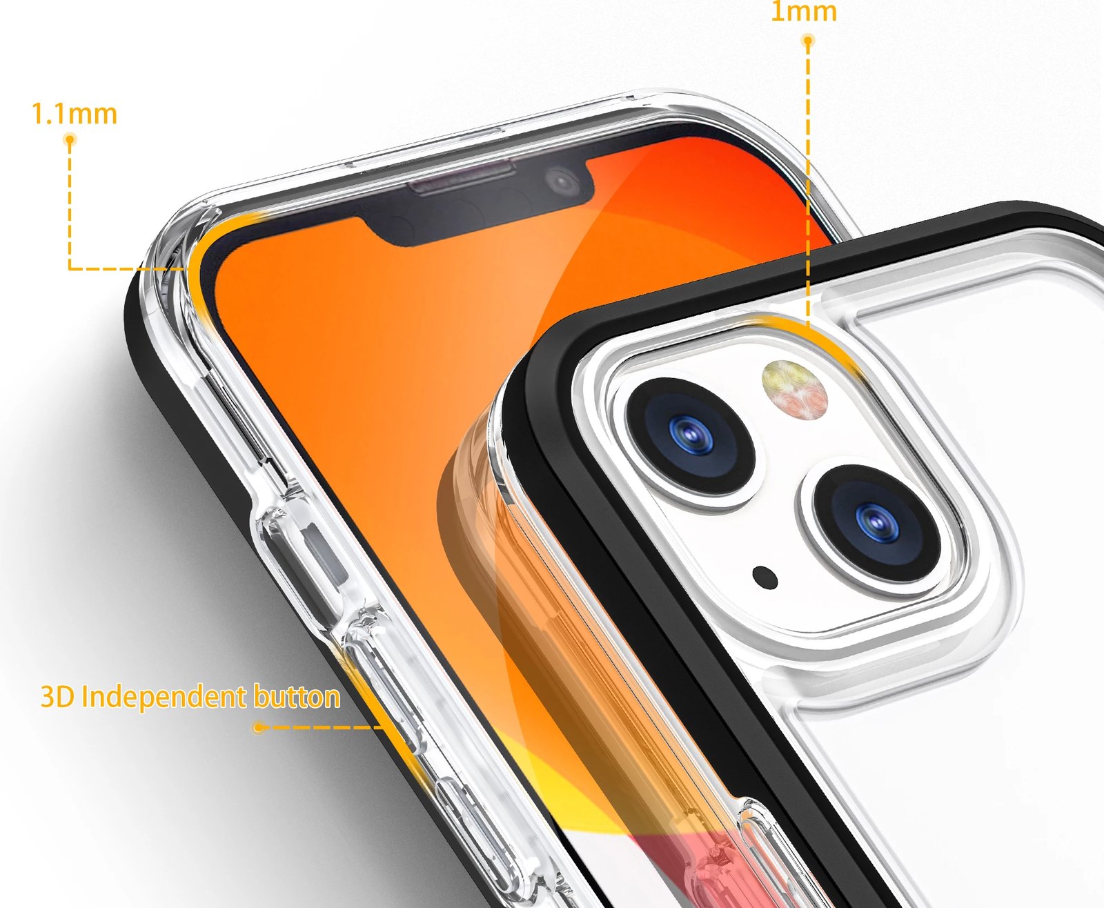 Mbështjellës Hurtel Hybrid Armor Clear 3in1 për iPhone 13 mini, i tejdukshëm me kornizë të zezë