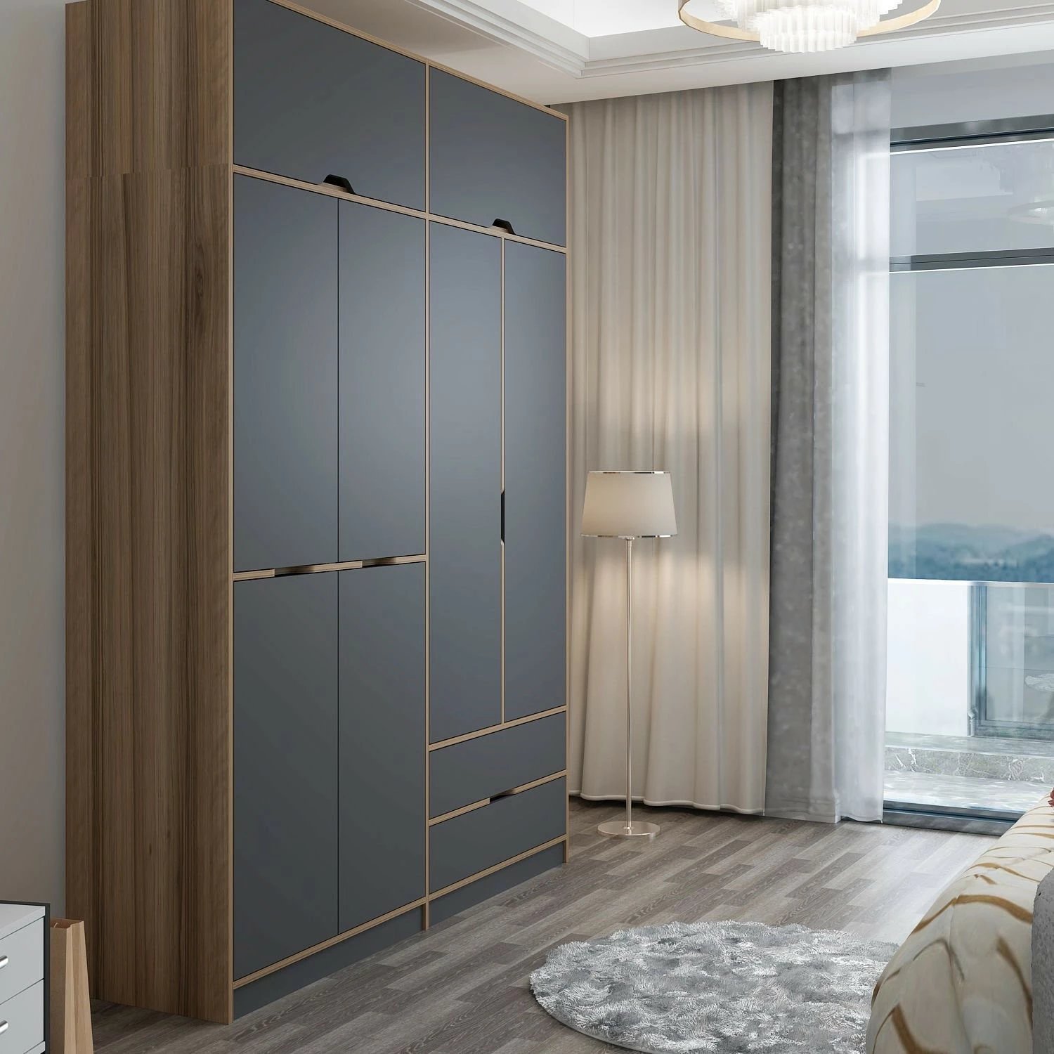 Dollap Skye Decor, Elina, anthracite & dore, 185x253x52cm