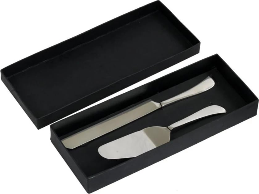 Set për servim ëmbëlsirash, 2 copë, çelik, argjend, 30x6x2cm