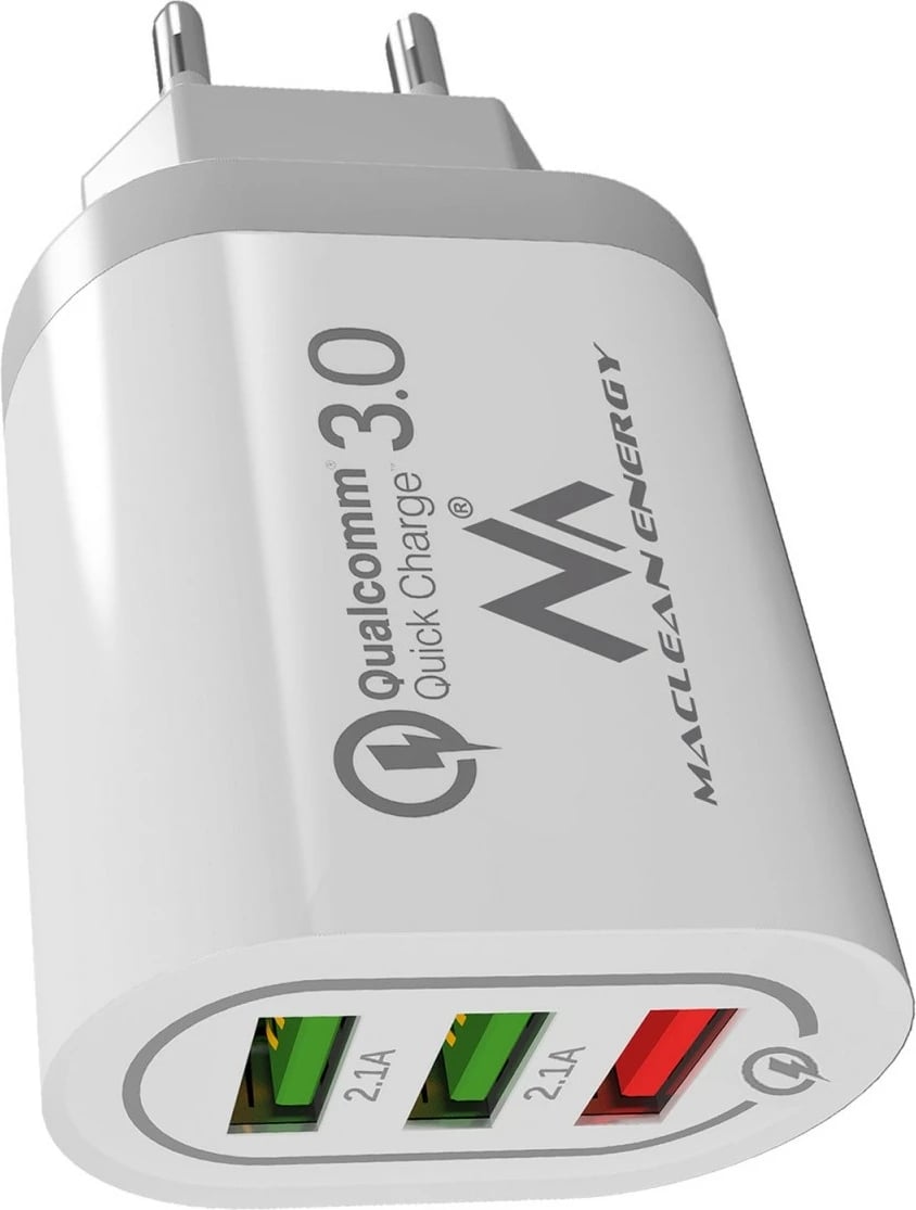 Karikues rrjeti Maclean MCE479W, 3xUSB, Quick Charge 3.0, Bardhë