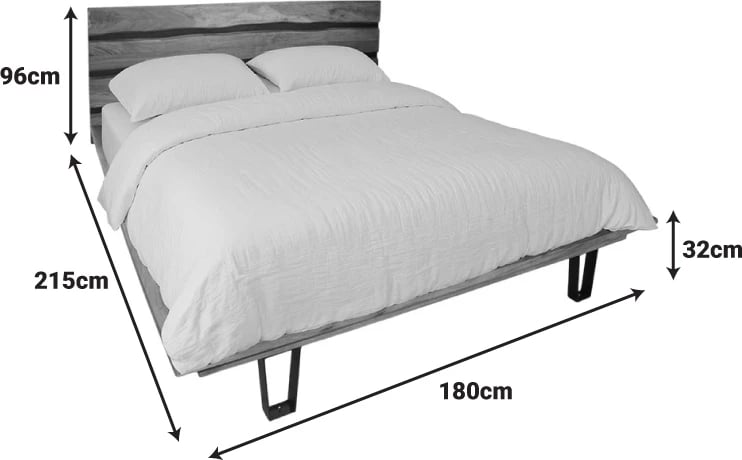 Krevat dopio Imena, dru i fortë natyral, 160x200cm