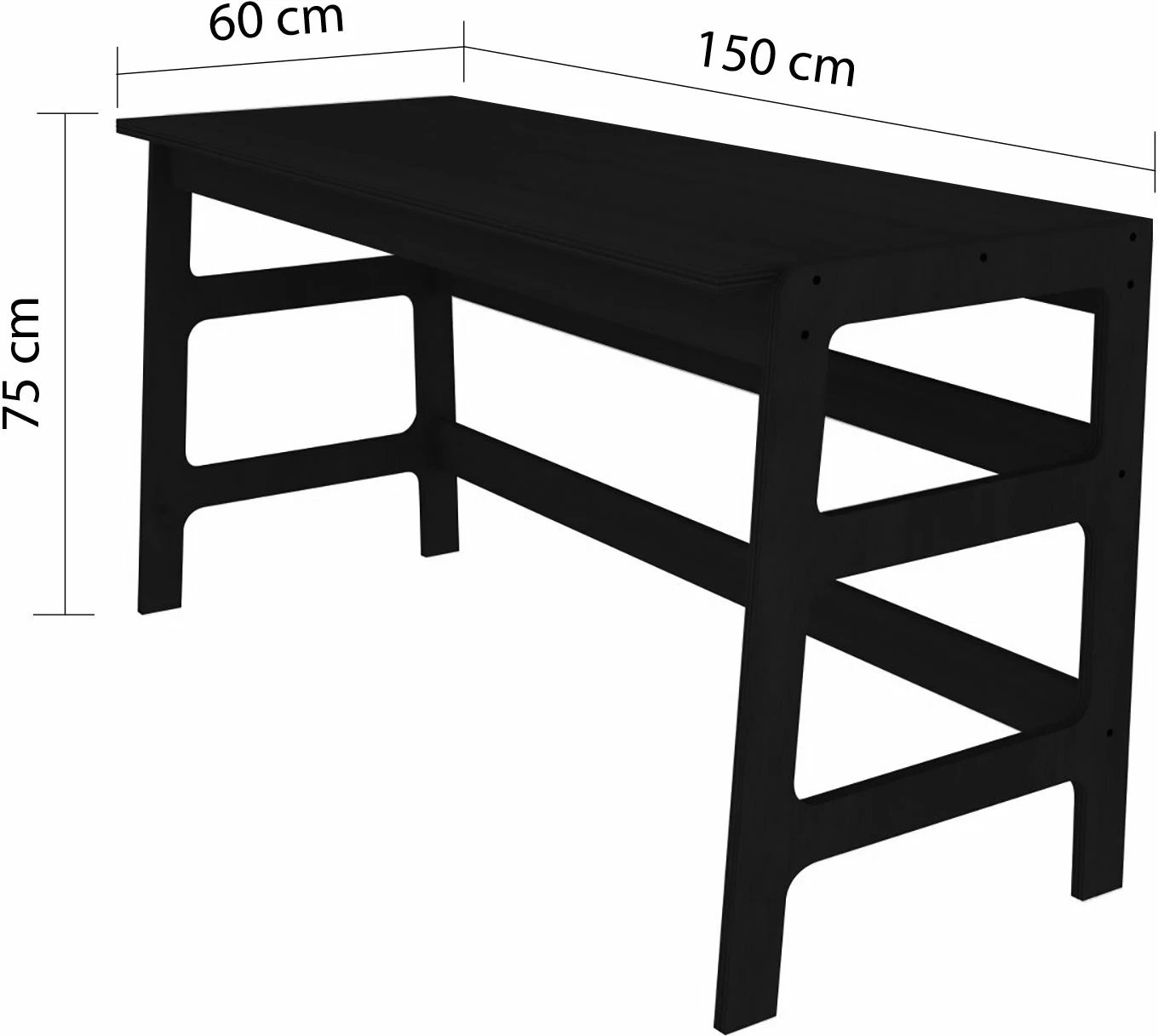 Set tavoline pune me raft librash, ngjyrë e zezë, Skye Decor, CPT4804-150