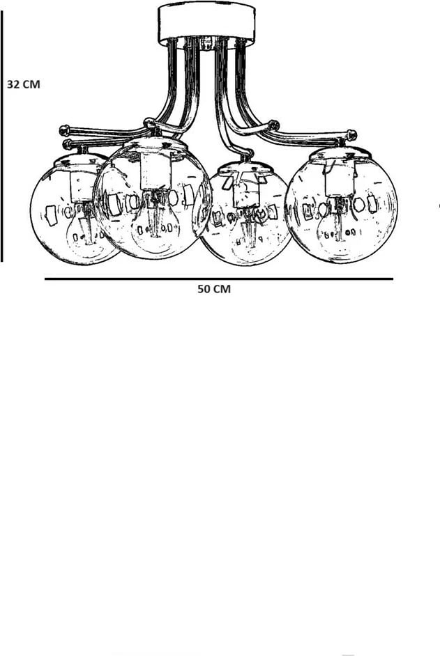 Llambë tavani Opviq, 8791-4, trup metalik, ngjyrë e zezë dhe e bardhë, 50x32cm