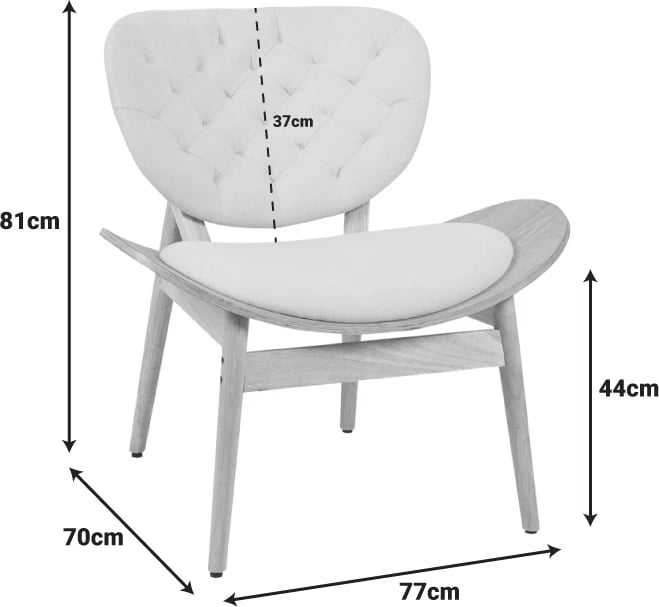Fotel Udalle, dru natyral, material ngjyrë ulliri, 77x70x81cm