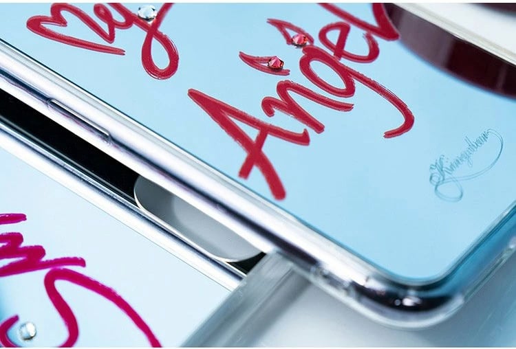 Mbështjellës Kingxbar Angel me pasqyrë dhe kristale Swarovski për iPhone 11 Pro Max, Transparent/Kuq Mbështjellës Kingxbar Angel me pasqyrë dhe kristale Swarovski për iPhone 11 Pro Max, Transparent/Kuq