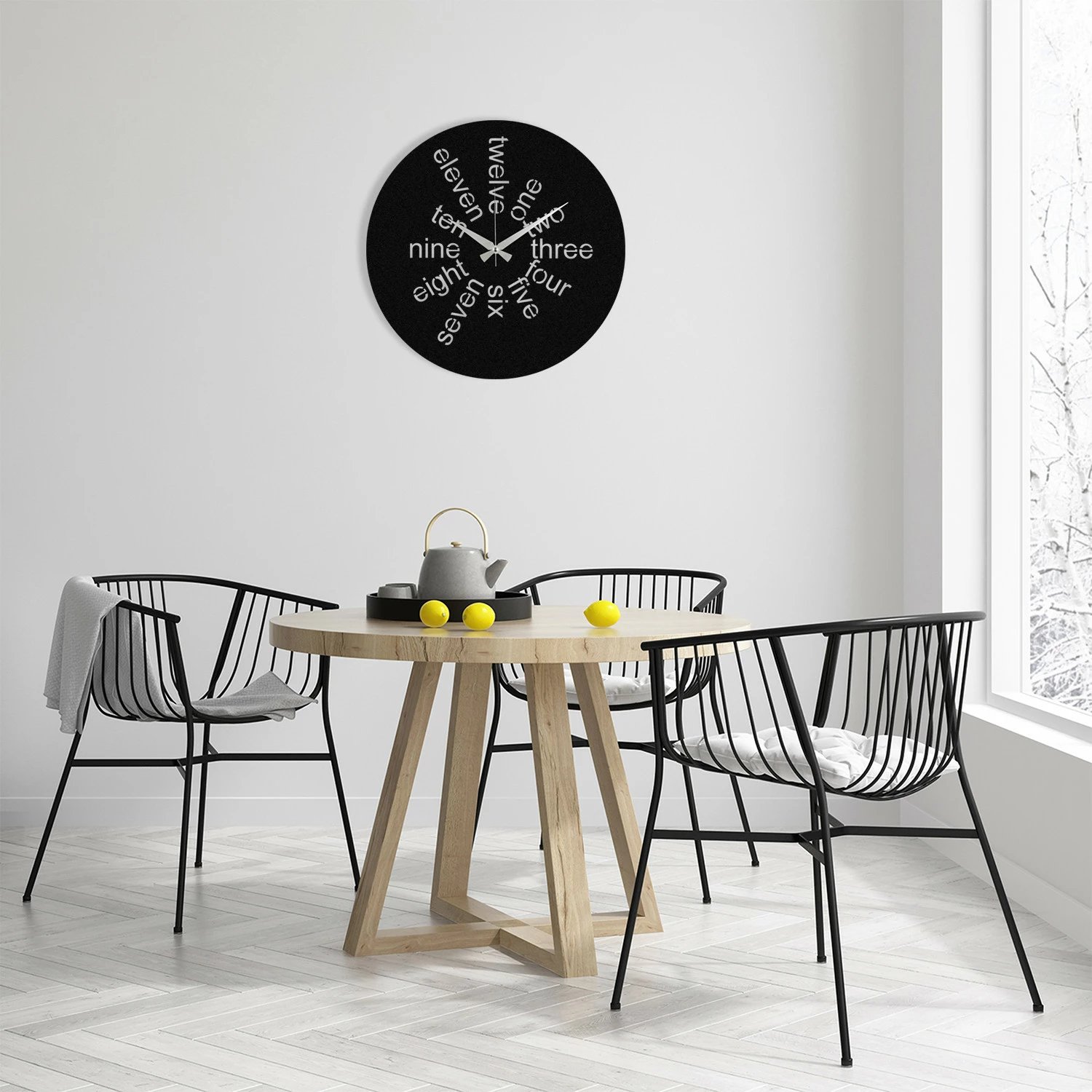 Orë muri dekorative prej metali, Wallity, Hati, e zezë, 48x48cm