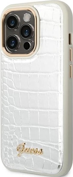 Mbështjellës Guess Croco Collection për iPhone 14 Pro 6.1", argjendtë