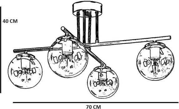 Llambë tavani Oslo, 4 drita, ngjyrë ari, e zezë, amber, Opviq