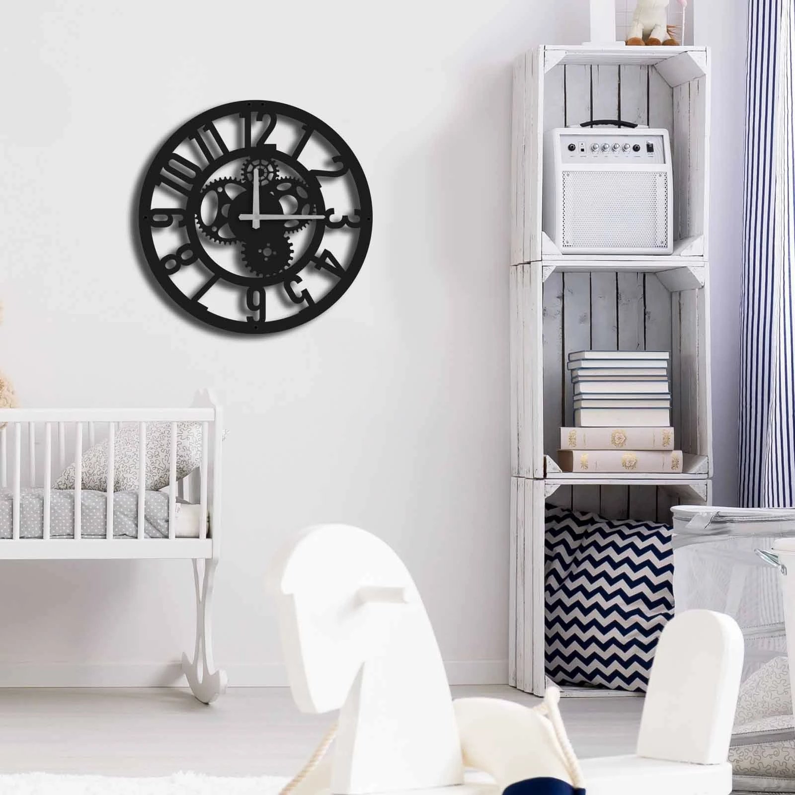 Orë muri dekorative metalike Wallity, MTS - 003, e zezë, 49x49cm