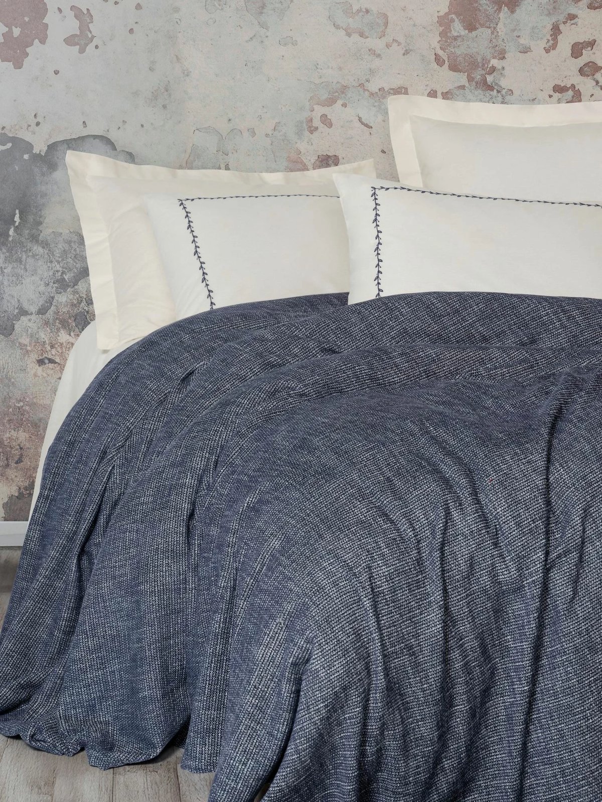 Set piké dopio, ngjyrë e kaltër e errët, Loom