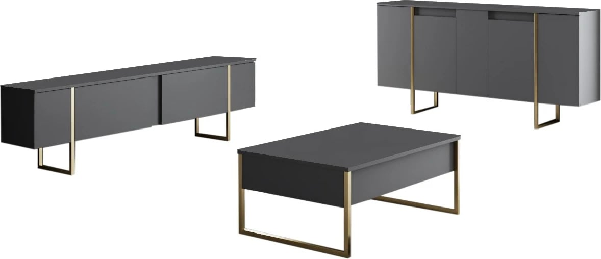 Set mobiljesh për dhomë dite, Luxe, antracit, ari