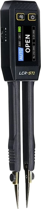 Matës pincetë LCR, FNIRSI LCR-ST1, auto R/L/C ESR diodë e vazhdimësi, 100 Hz/1 kHz/10 kHz, ekran 1.14" me ngjyra, USB-C, bateri 250 mAh