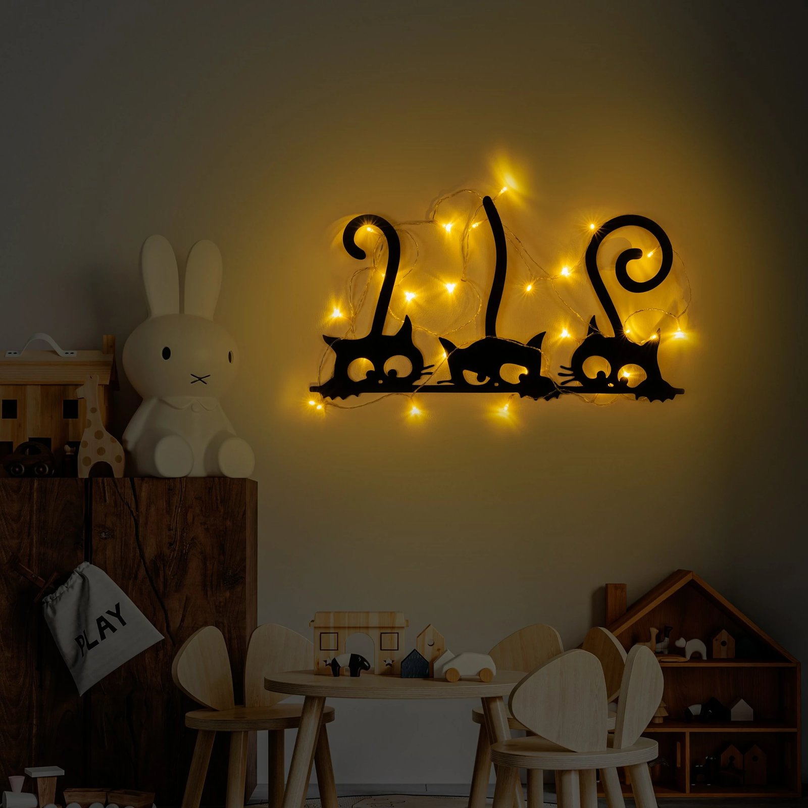 Aksesor dekorativ metalik për mur, mace, Wallity 967