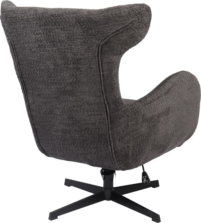 Fotel rrotullues Zefrina, material tekstili ngjyrë gri e errët, bazë metalike e zezë, 82x77x99cm