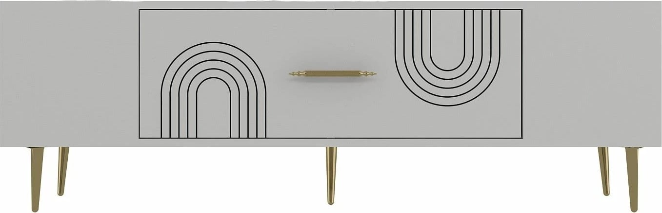 Komodë TV, ngjyrë e bardhë dhe ari, Skye Decor Dekol2