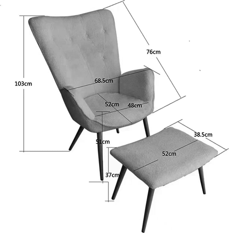 Karrige me këmbë për këmbë Dorita kadife këmbë çipresë metal i zi 68.5x76x103cm