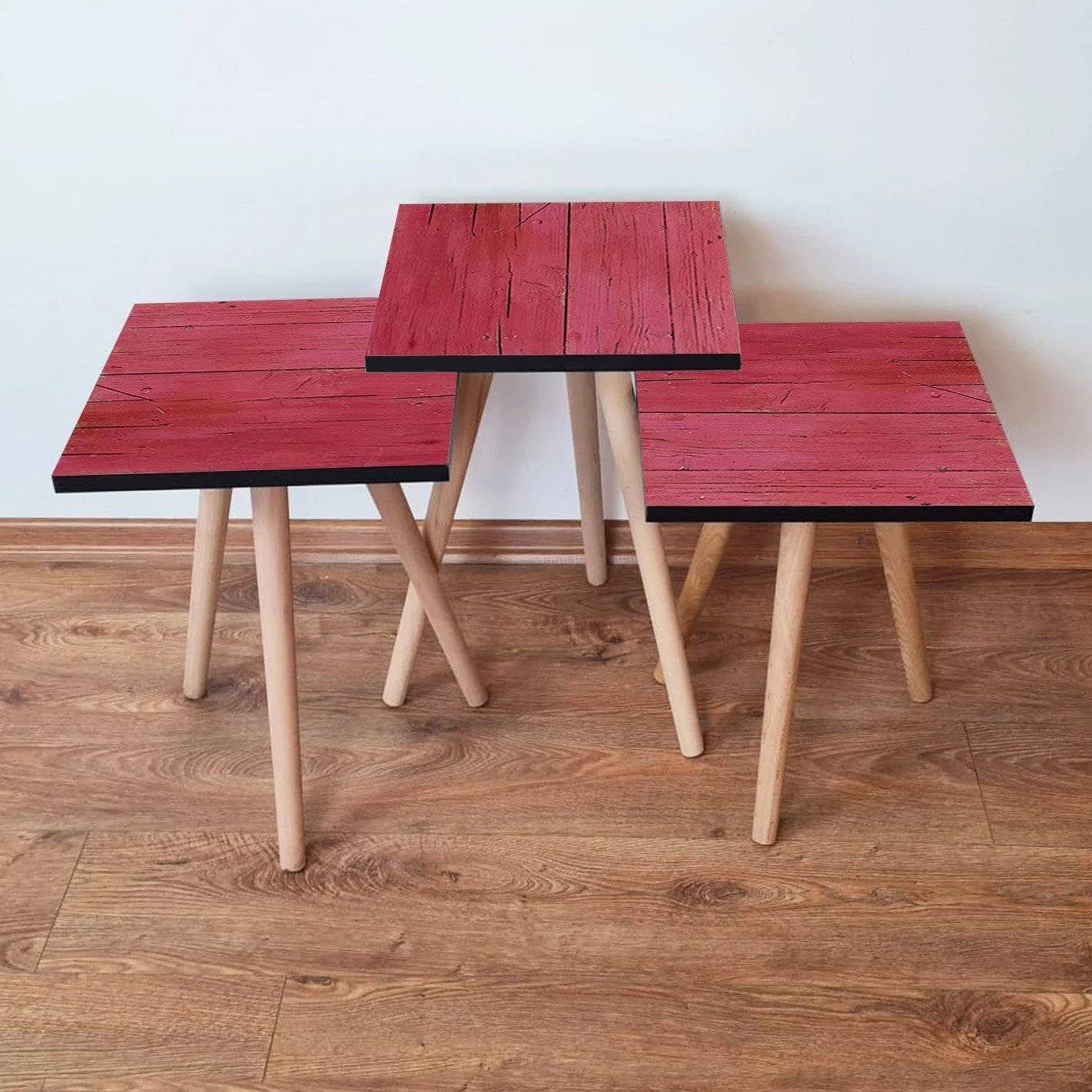 Set tavolinash të vendosshme (3 copë), Skye Decor, 3Shp128, e kuqe