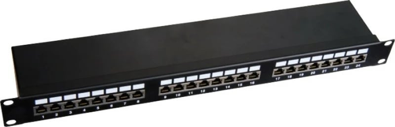 Patchpanel Q-LANTEC PK-S6-1, Cat 6, 24xRJ45, 1U, 19 inç, e zezë