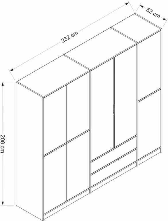 Dollap Hanah Home Elina, ngjyrë e bardhë dhe dore, 232x208x52cm