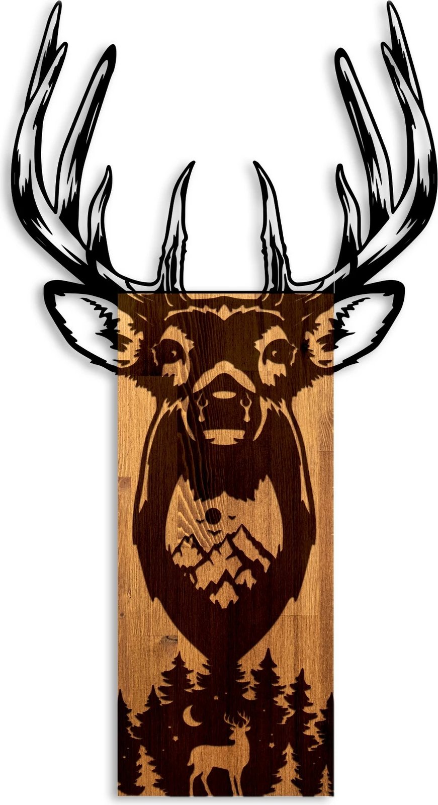 Aksesor dekorativ muri prej druri, Wallity, dreri në mal, ngjyrë arre dhe e zezë