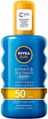 Sprej mbrojtës ndaj diellit Nivea Sun protect & dry touch invisible, 50 SPF, 200 ml