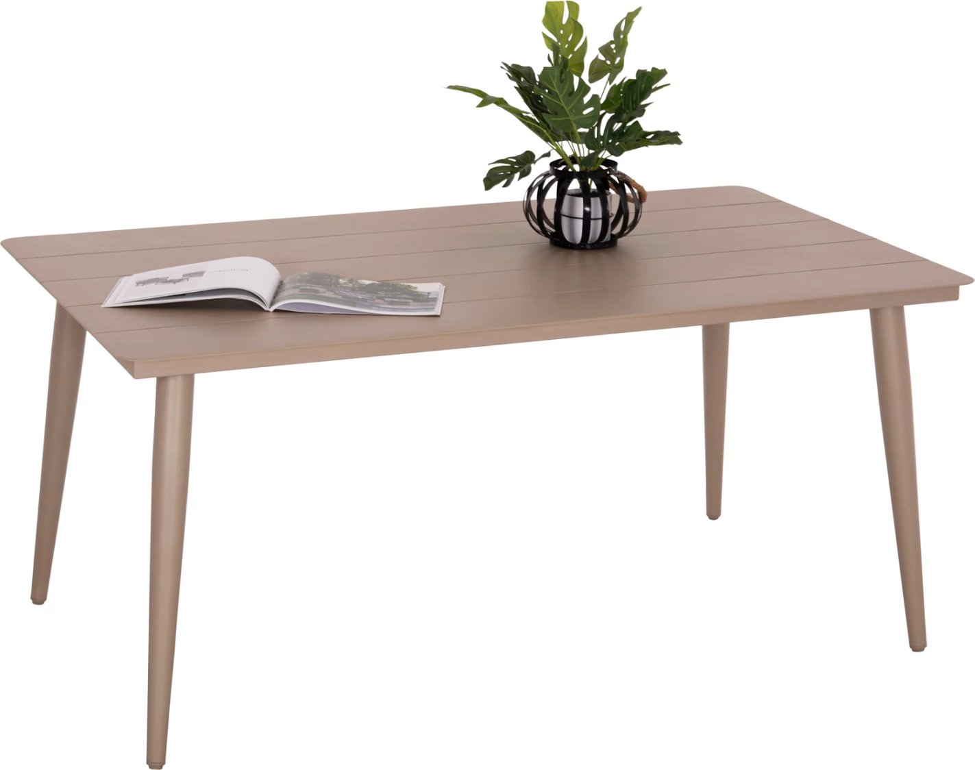 Tavolinë drejtkëndëshe ngrënieje alumini, ngjyrë kapuçino, HIGER FH6291.04, 160x90x78cm