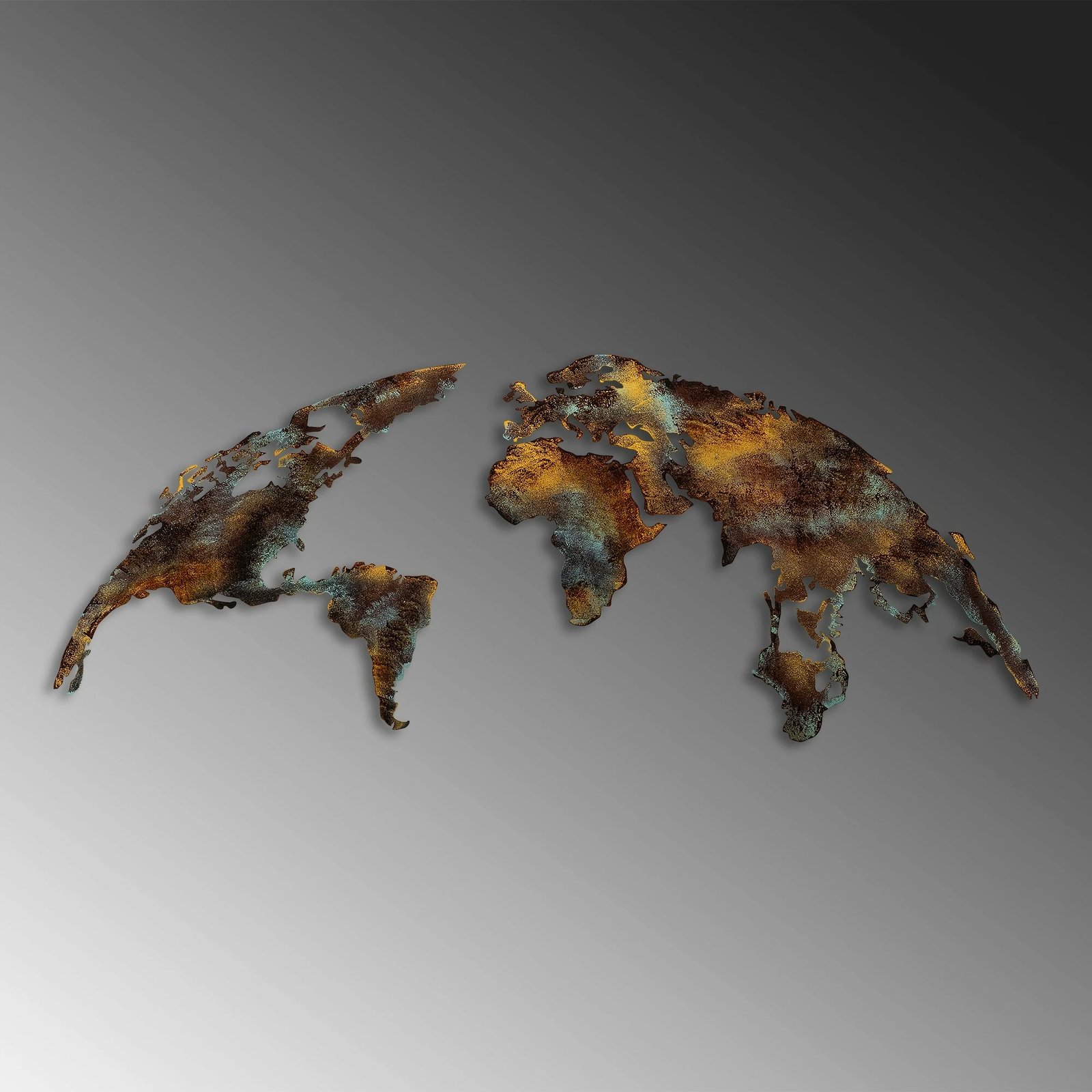 Aksesor dekorativ metalik për mur, hartë bote, madhësi mesatare, Wallity