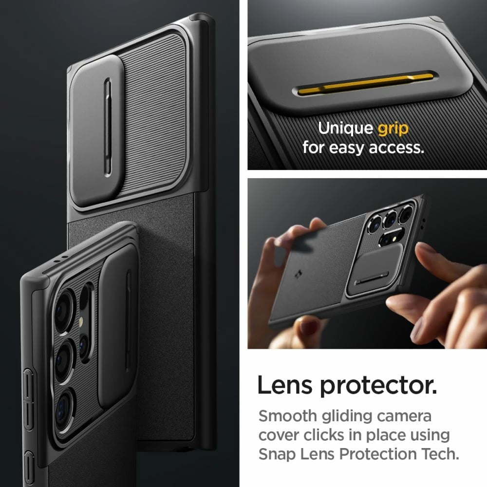 Mbështjellës Spigen Optik Armor për Samsung Galaxy S24 Ultra, i zi