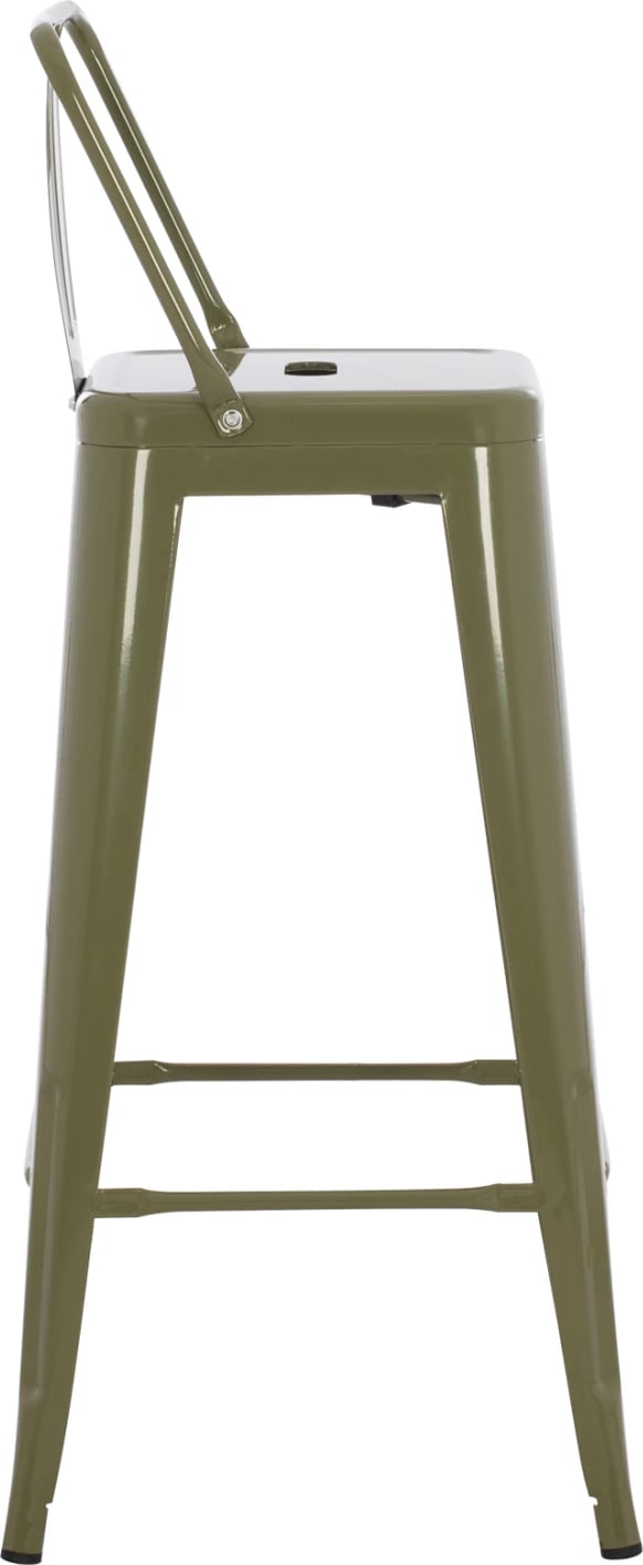 Karrige për bar me mbështetëse, MELITA-PRO, metal, ngjyrë ulliri e errët, 42x42x100H cm