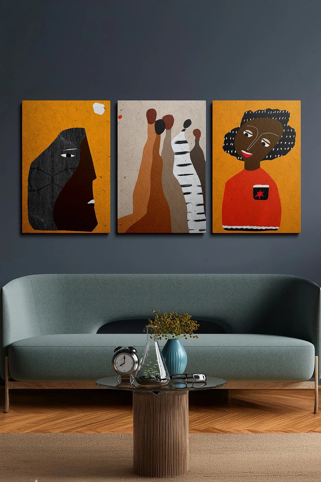 Set pikturash dekorative në kanavacë, 3 copë, Wallity, Ersycnvs1, 50x70cm