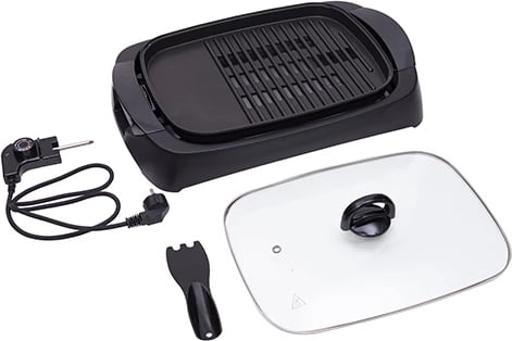 Grill elektrik, Adler, AD 6610, pllakë 38x28 cm, kapak xhami, dy sipërfaqe: e sheshtë dhe me vija, 3000W max