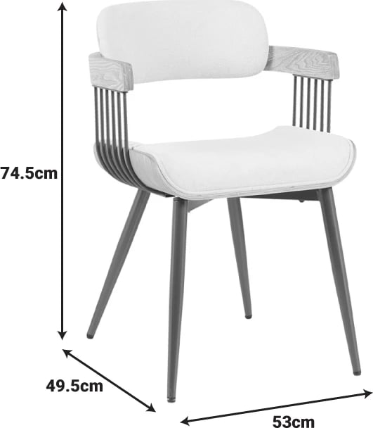 Karrige Cameo, metal bronzi, dru i bardhë i larë, stof bezhë, 53x49.5x75.5cm