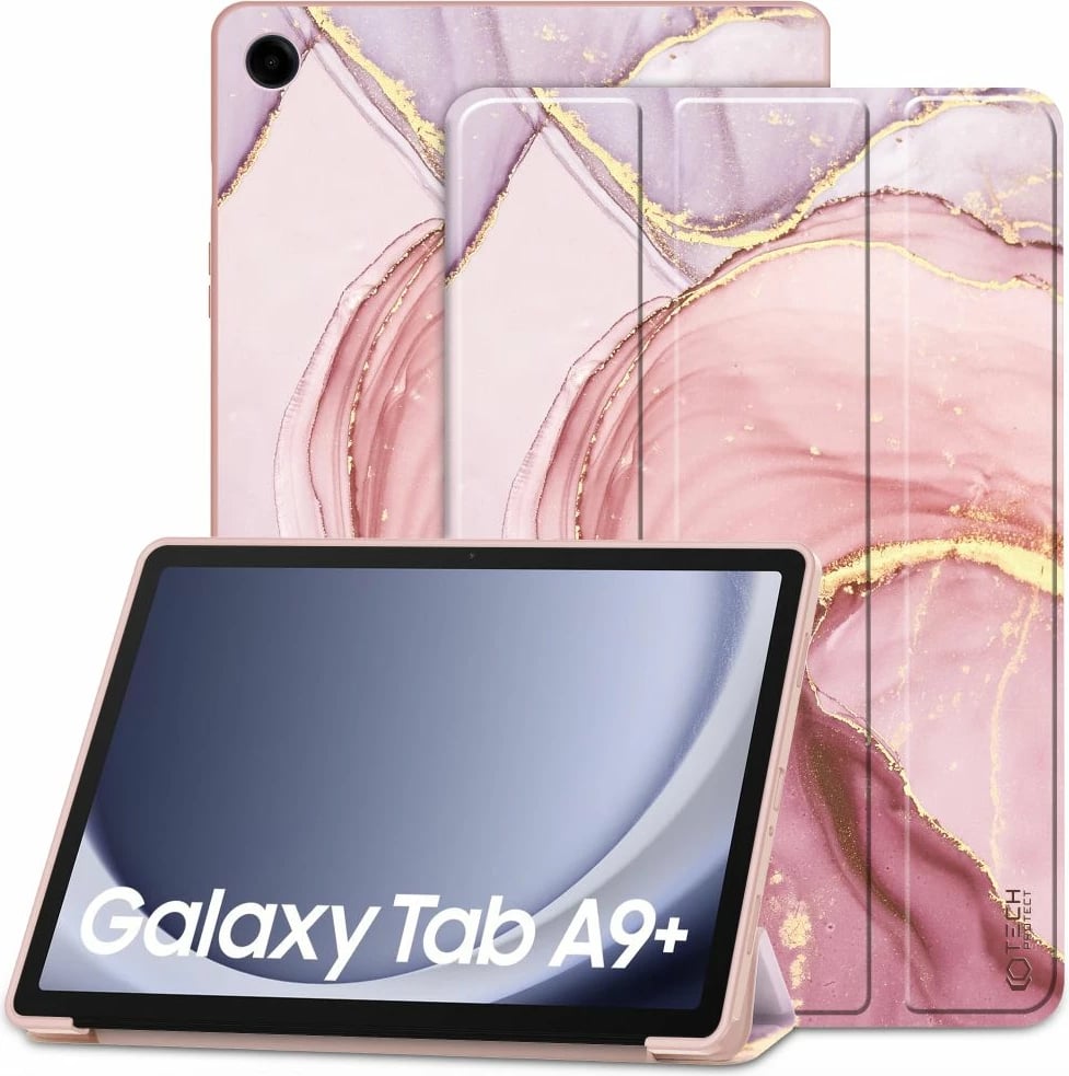 Mbështjellës Tech-Protect SmartCase për Samsung Galaxy Tab A9+ 11" X210/X215/X216, Rozë Marble