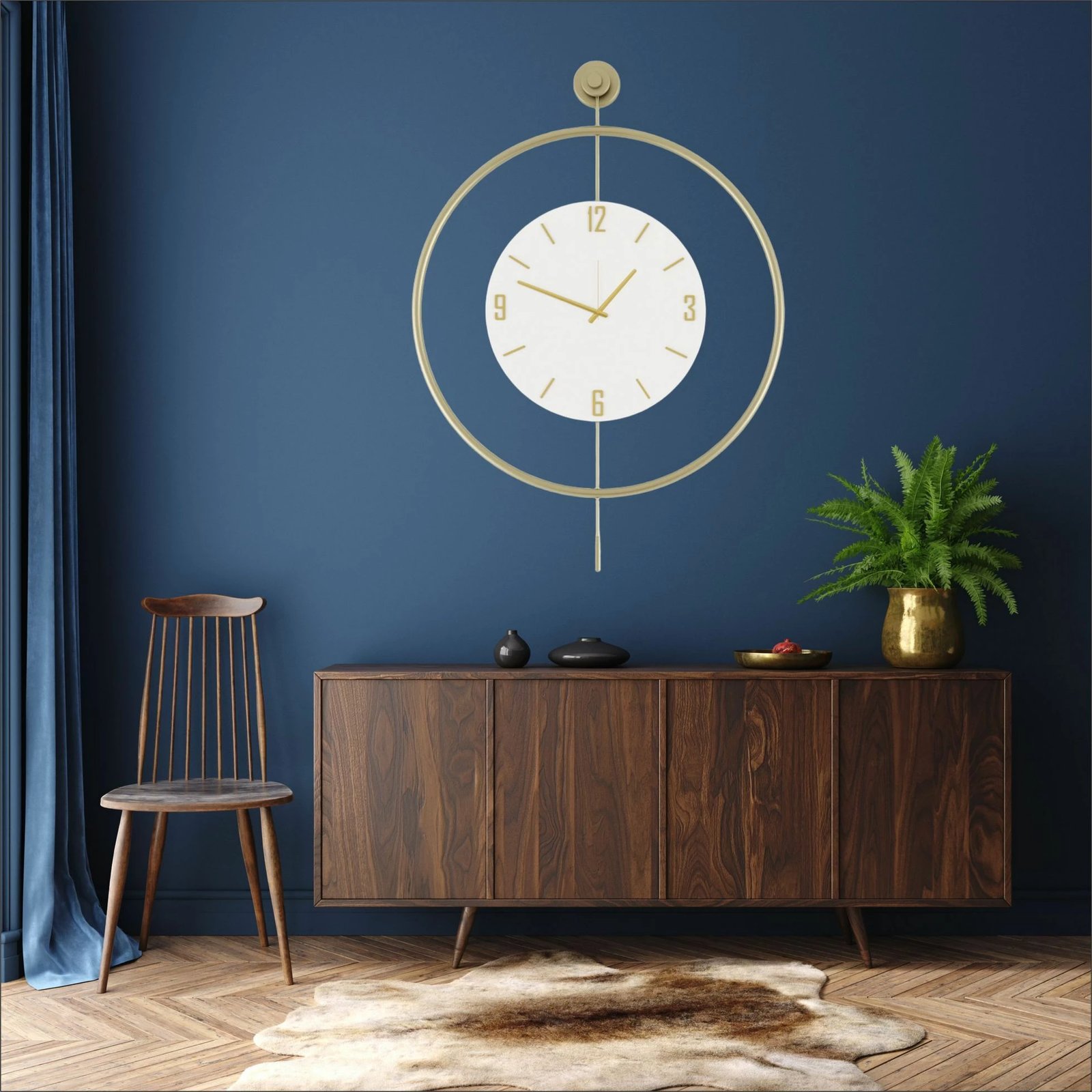 Orë muri dekorative metalike Wallity, Mclock-00111, ngjyrë ari, 58x80x7cm