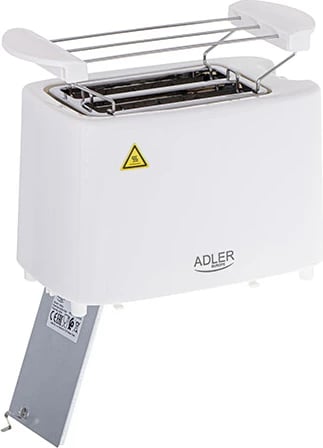 Toster Adler AD 3223, 2 feta, 650–900W, 6 nivele pjekjeje, sirtar thërrimesh, rack për kifle, e bardhë Toster Adler AD 3223, 2 feta, 650–900W, 6 nivele pjekjeje, sirtar thërrimesh, rack për kifle, e bardhë
