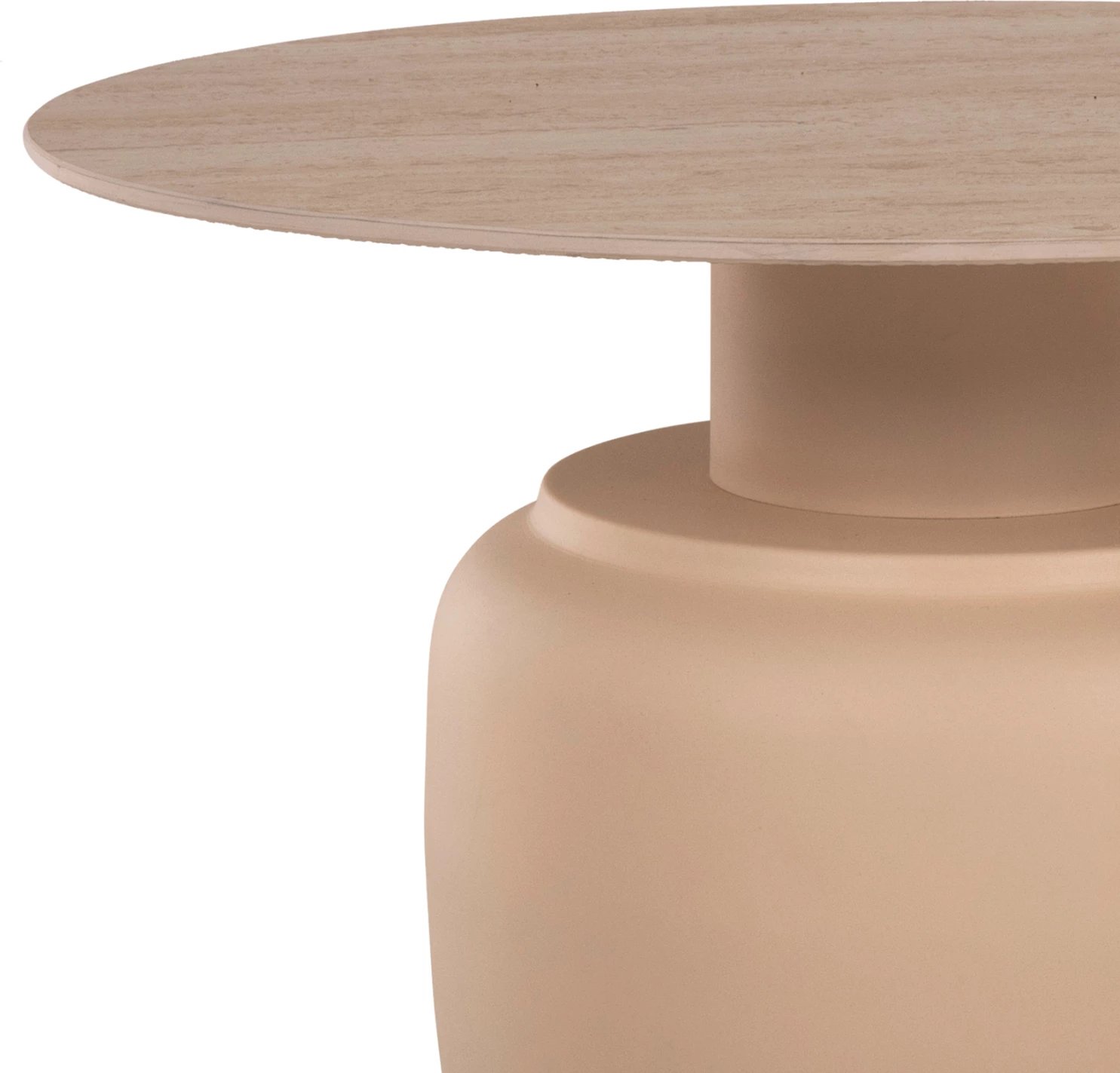 Tavolina anësore 2 copë FEREN FH9664 metalike me sipërfaqe qeramike ngjyrë fildishi Φ60 & Φ50cm