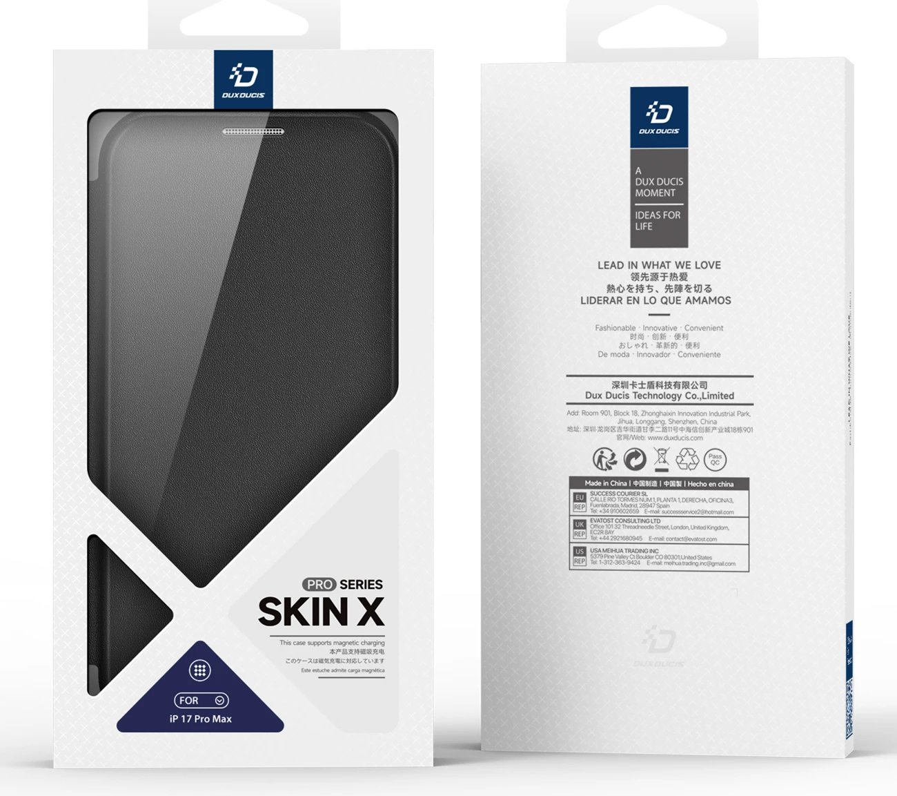 Mbështjellës Dux Ducis Skin X Pro për iPhone 17 Pro Max, me portofol, MagSafe, i zi