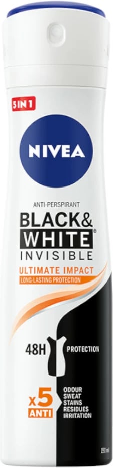 Deodorant spray për femra Nivea Black & White Invisible Ultimate Impact, 150ml