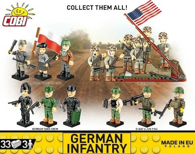 Set figurash ndërtuese Cobi Klocki COBI-2060, German Infantry, 33 pjesë, 3 figura
