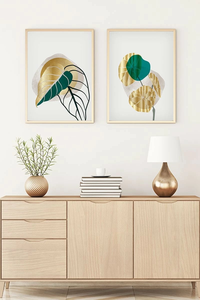 Set pikturash dekorative me kornizë, MDF, shumëngjyrëshe, Wallity, Huhu67, 30x40cm (2 copë)