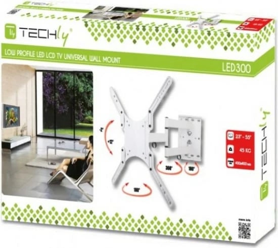 Mbajtës muri për TV/monitor Techly 023851, 23-55 inç, i bardhë Mbajtës muri për TV/monitor Techly 023851, 23-55 inç, i bardhë