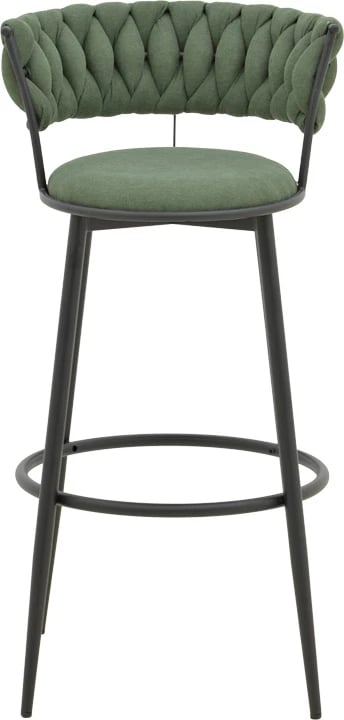 Karrige për bar Alkia, set 2 copë, material stof, ngjyrë chaki, këmbë metalike të zeza, 50x56x95cm