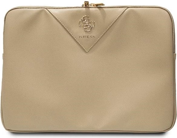 Mbështjellës laptopi Guess ZIP Leather Triangle, 14 inç, lëkurë ekologjike, ari