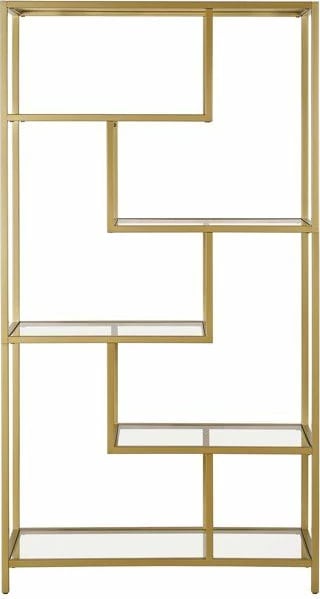 Raft librash dekorativ, ngjyrë ari, xham transparent, Skye Decor, By-30