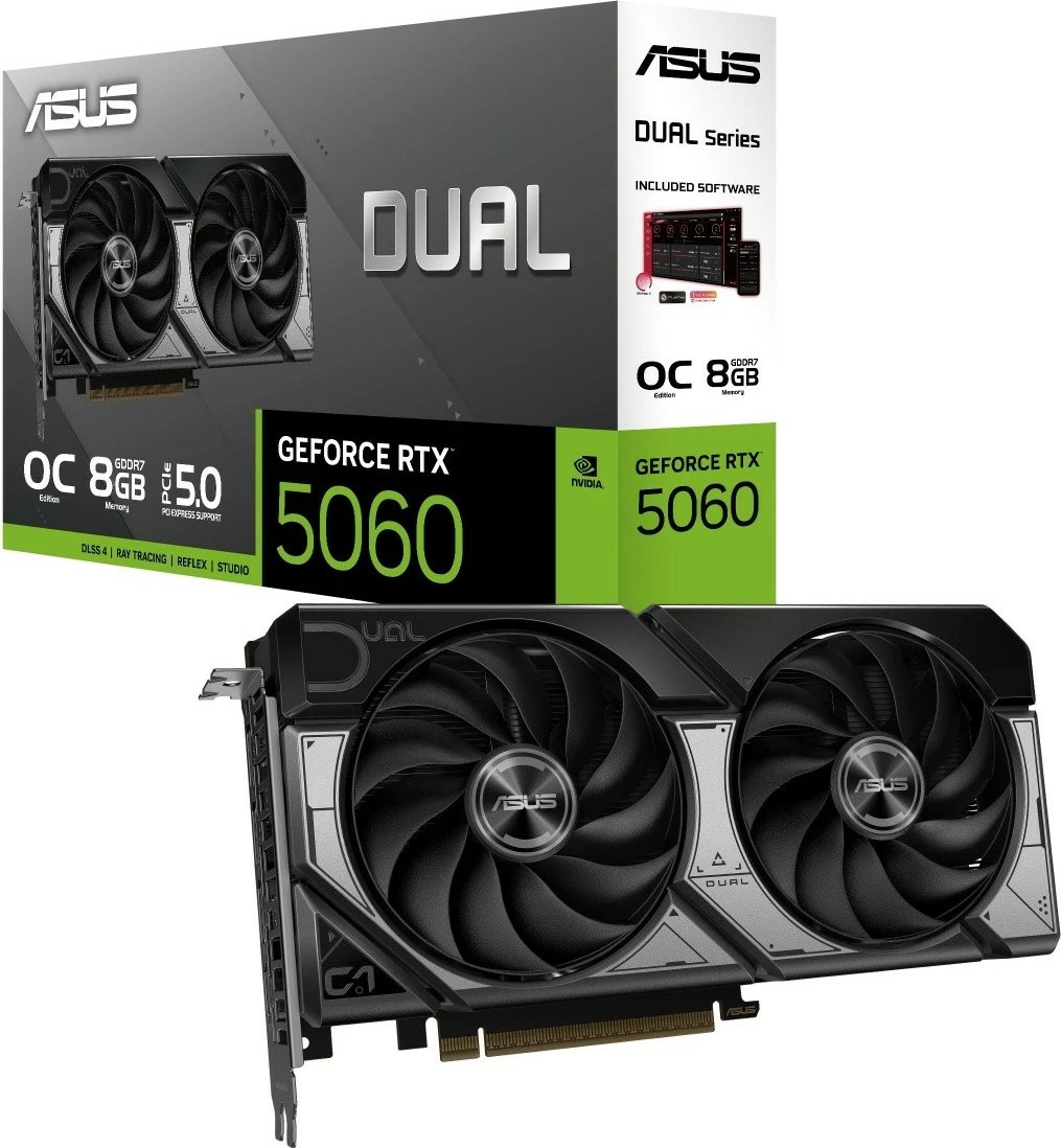 Kartë grafike Asus DUAL-RTX5060-O8G GeForce RTX 5060 8GB GDDR7 128-bit PCIe 5.0 HDMI/3xDP Dual OC